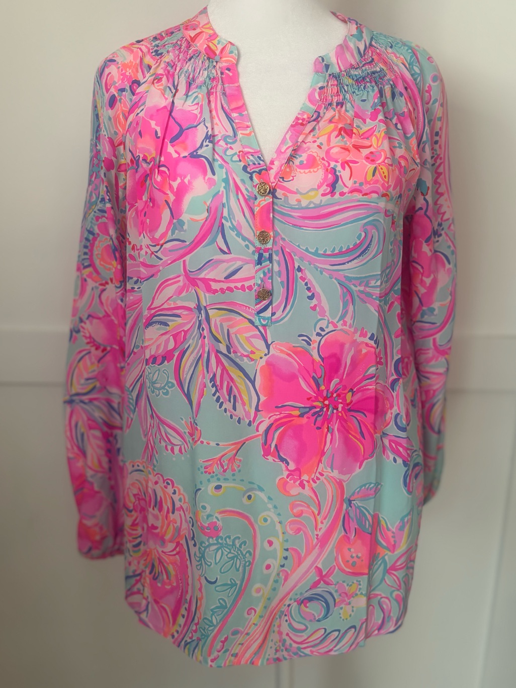 Lilly Pulitzer Isla De Coco Elsa Silk Top Size Xs In Excellent Condition Rare